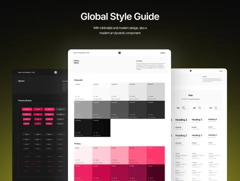 Olive preview showcasing the global style guide with color palettes and typography.
