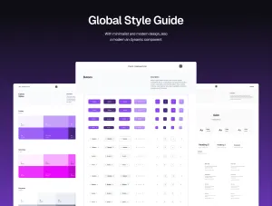 Thumb Global Style Guide preview showing buttons, color styles, typography, and components used in the Zyra UI Kit.
