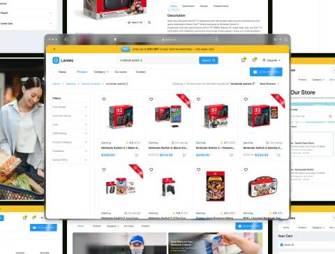 Larees E-commerce store search results interface preview