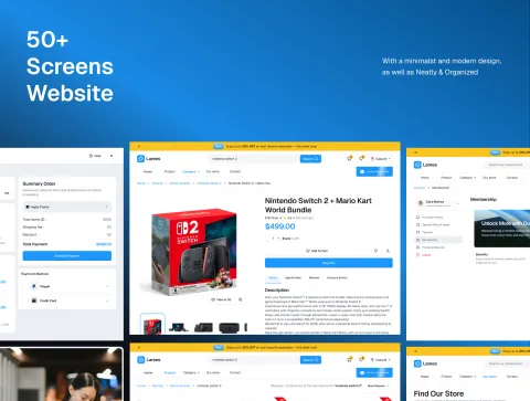 Larees website screens and order summary preview