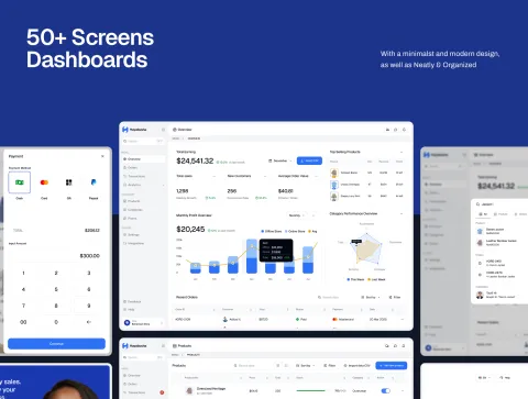 Screen collection overview including sales metrics and inventory management